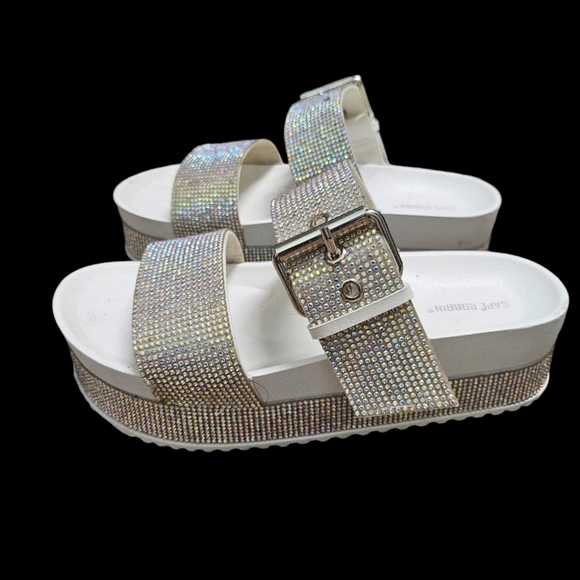 Cape Robbin SZ 6 Shiny Diamond Platform Slide Sandals - Picture 5 of 7